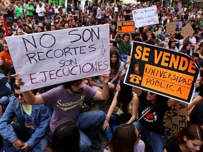 Manifestaciones en Valencia contra los recortes en Educaci&oacute;n en 2013.