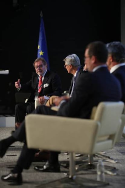 Juan Luis Cebrián, durante su intervención en el acto del Círculo de Empresarios.