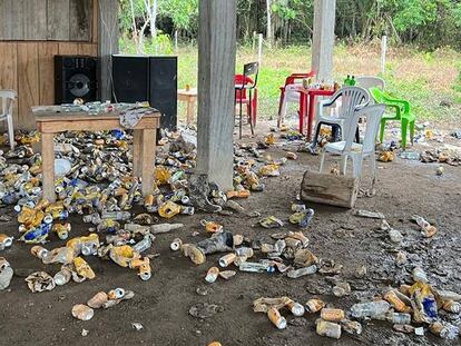 Lugar donde se realizó el bazar en el que murieron 11 personas, en la vereda Alto Remanso, en la frontera entre Colombia y Ecuador.