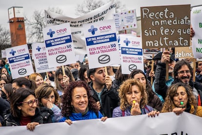 Manifestación de veterinarios en Madrid, este miércoles. 