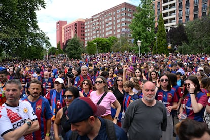 Thousands of Barça fans, on Saturday in Bilbao.