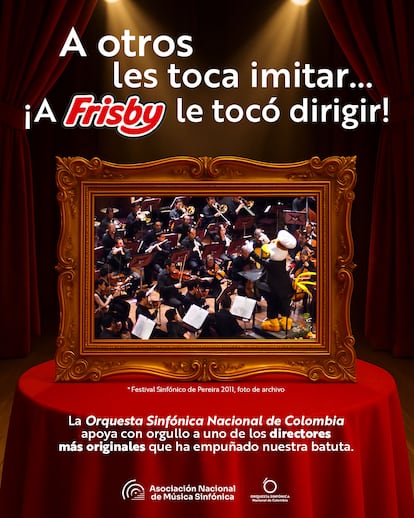 Mensaje de apoyo a Frisby de la Orquesta Sinfónica Nacional de Colombia.