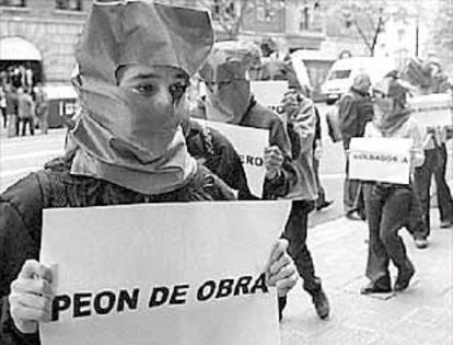 Imagen de una de las protestas celebrada en la Gran Vía bilbaína.