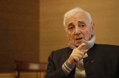 El cantante franc&eacute;s Charles Aznavour, ayer en Madrid.