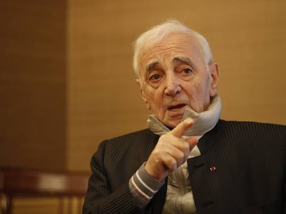 El cantante franc&eacute;s Charles Aznavour, ayer en Madrid.
