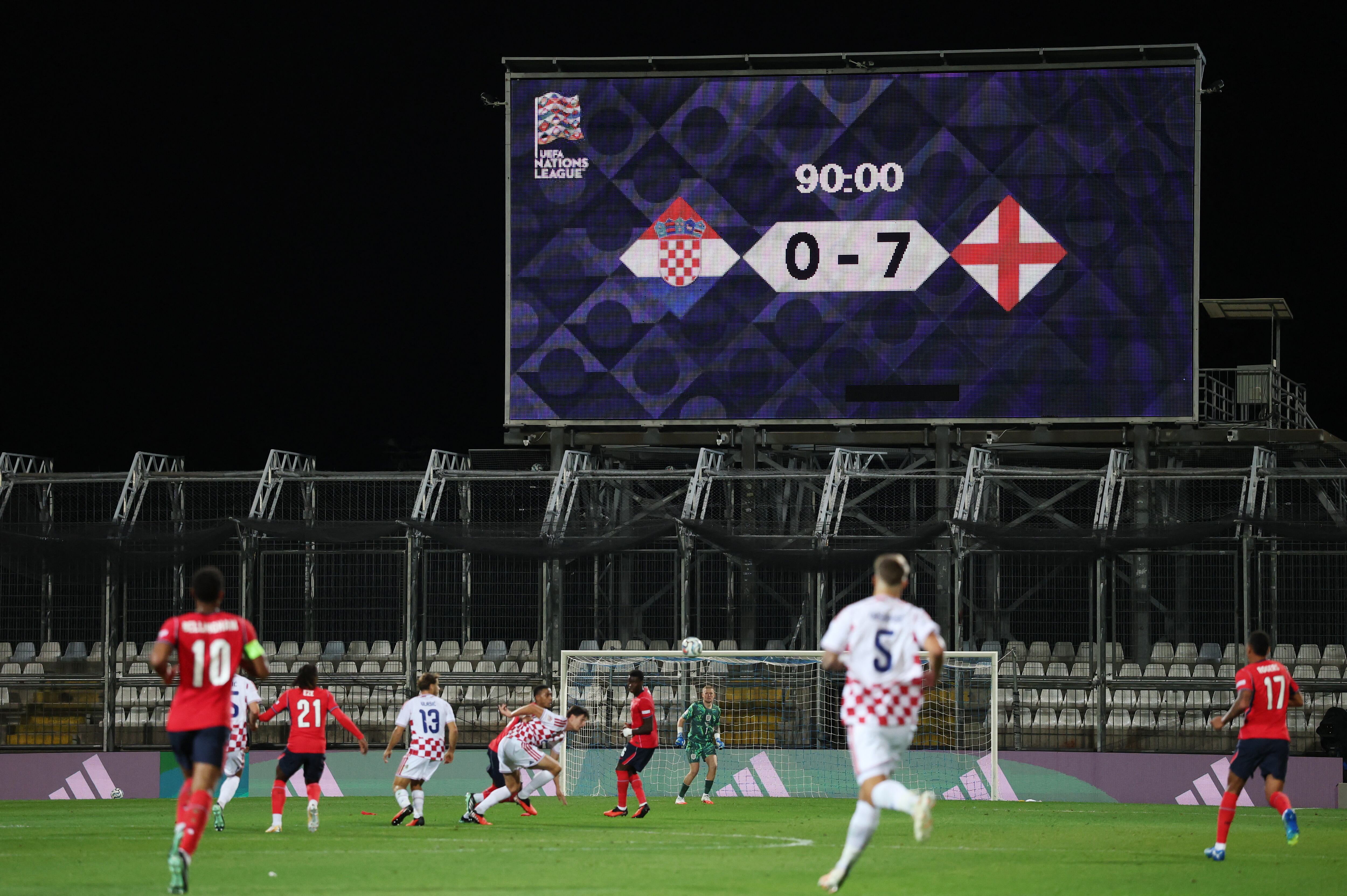 Inglaterra arrasa 0-7 a la Croacia petrificada de Modric