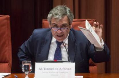 Daniel de Alfonso, en de la comisión del Parlament, este jueves.