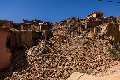 Houses in Anerni reduced to rubble after the earthquake. 