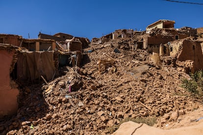 Houses in Anerni reduced to rubble after the earthquake. 