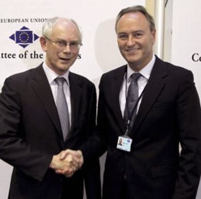 Alberto Fabra y Herman Van Rompuy, en el Comit&eacute; de las Regiones de Bruselas.