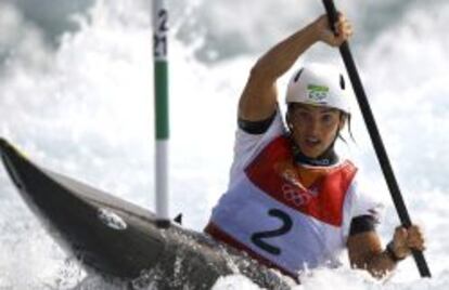 Maialen Chourraut, sorteando las corrientes en las que obtuvo el oro en K1, la semana pasada.