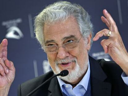 El tenor Plácido Domingo durante la presentación de 'Macbeth', que se representa en el Palau de les Arts.