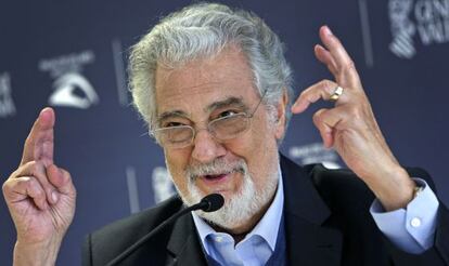 El tenor Plácido Domingo durante la presentación de 'Macbeth', que se representa en el Palau de les Arts.