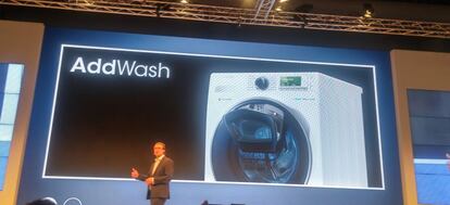 Presentación de la lavadora Samsung AddWash en Mónaco.