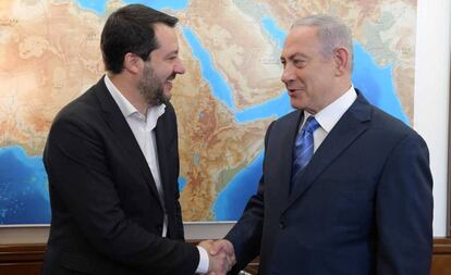 Salvini e Netanyahu nesta quarta-feira em Jerusalém.