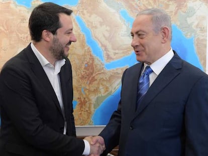 Salvini e Netanyahu nesta quarta-feira em Jerusalém.