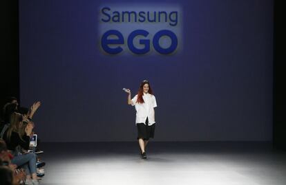 La diseñadora Pepa Salazar durante uno de los desfiles de Samsung Ego.