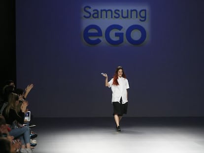 La diseñadora Pepa Salazar durante uno de los desfiles de Samsung Ego.