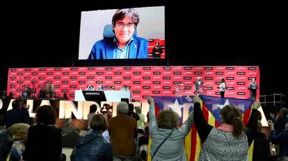 Carles Puigdemont interviene en la asamblea general ordinaria de la Assemblea Nacional Catalana (ANC) en Tarragona. 