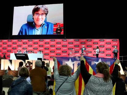 Carles Puigdemont interviene en la asamblea general ordinaria de la Assemblea Nacional Catalana (ANC) en Tarragona. 