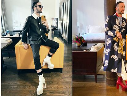 Tres de los looks que ha compartido Marc Jacobs en Instagram durante la cuarentena.