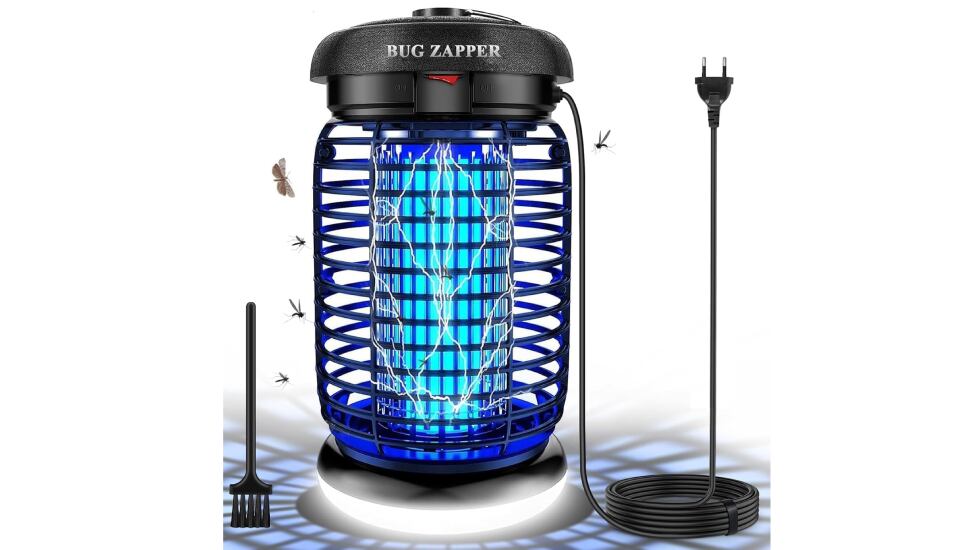 Lámpara antimosquitos con luz led incorporada.