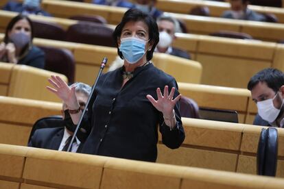 La ministra de Educación y Formación Profesional, Isabel Celaá, interviene durante una sesión de control al Gobierno en el Senado, en Madrid (España), el pasado 3 de noviembre.