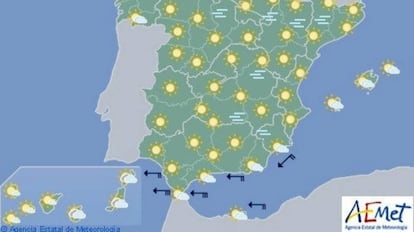 Previsión del sábado 29 de octubre de la Agencia Estatal de Meteorología (AEMET).