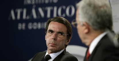 El expresidente del Gobierno José María Aznar, en un encuentro con expresidentes de Colombia.EFE/Emilio Naranjo