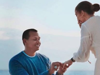 Alex Rodriguez, en la pedida de mano a Jennifer Lopez.