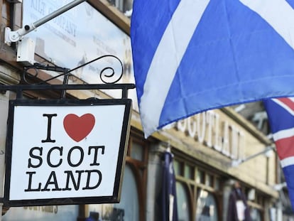 The Union Jack flies in Scotland.