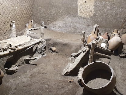 Una imagen de la estancia recientemente descubierta en Pompeya, en la que vivían unos esclavos.