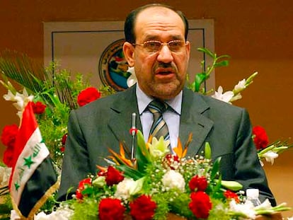 El primer ministro iraquí, Nuri al Maliki, durante su discurso de ayer en Bagdad.