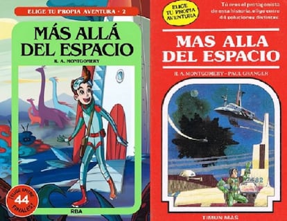 A la izquierda, la portada de 2020 de una de las historias de 'Elige tu propia aventura'. A la derecha, la portada de 1984.