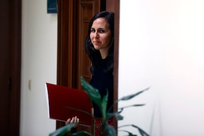 La líder de Podemos, Ione Belarra, el pasado viernes en el Congreso al recoger el acta de diputada.