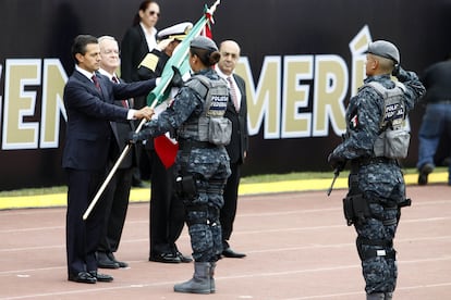 Peña Nieto en la ceremonia que inauguró el servicio de la Gendarmería, en agosto de 2014.