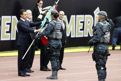 Peña Nieto en la ceremonia que inauguró el servicio de la Gendarmería, en agosto de 2014.