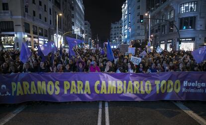 La manifestación de Madrid recorriendo la Gran Vía.