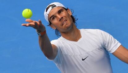 Nadal durante un entrenamiento en el Open de Australia.