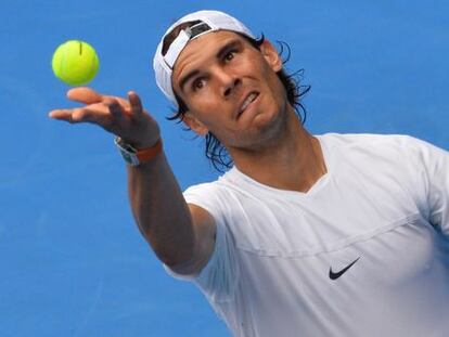 Nadal durante un entrenamiento en el Open de Australia.