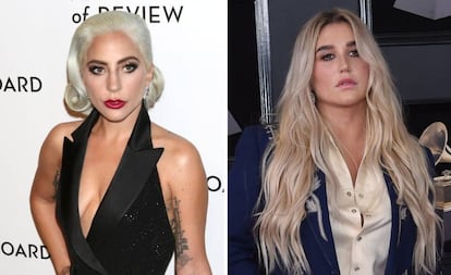 Lady Gaga (esquerda), em 2019, e Kesha (direita), em 2018.