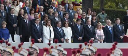 Presidentes auton&oacute;micos en Madrid en el desfile militar del 12 de octubre.