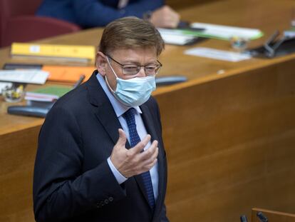 El presidente de la Generalitat valenciana, Ximo Puig, durante el debate sobre el estado de la comunitad.