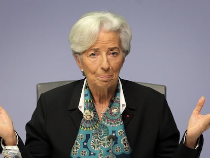 Christine Lagarde, presidenta del BCE, durante una rueda de prensa en diciembre.