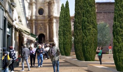 Vista figurada de la plaza de la Reina remodelada.