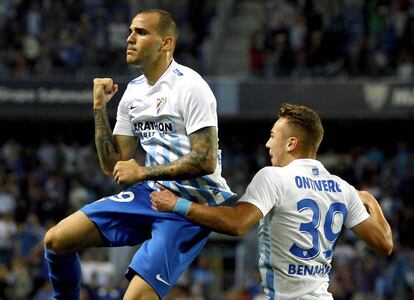 Sandro celebra su gol al Sporting. 