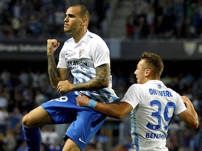 Sandro celebra su gol al Sporting. 