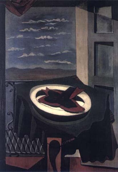 <i>Balcón abierto y plato de pescado</i> (1926), de Manuel Ángeles Ortiz.