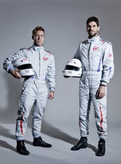 El equipo Virgin Formula E, con Bird y Alguersuari (d).