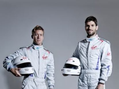 El equipo Virgin Formula E, con Bird y Alguersuari (d).